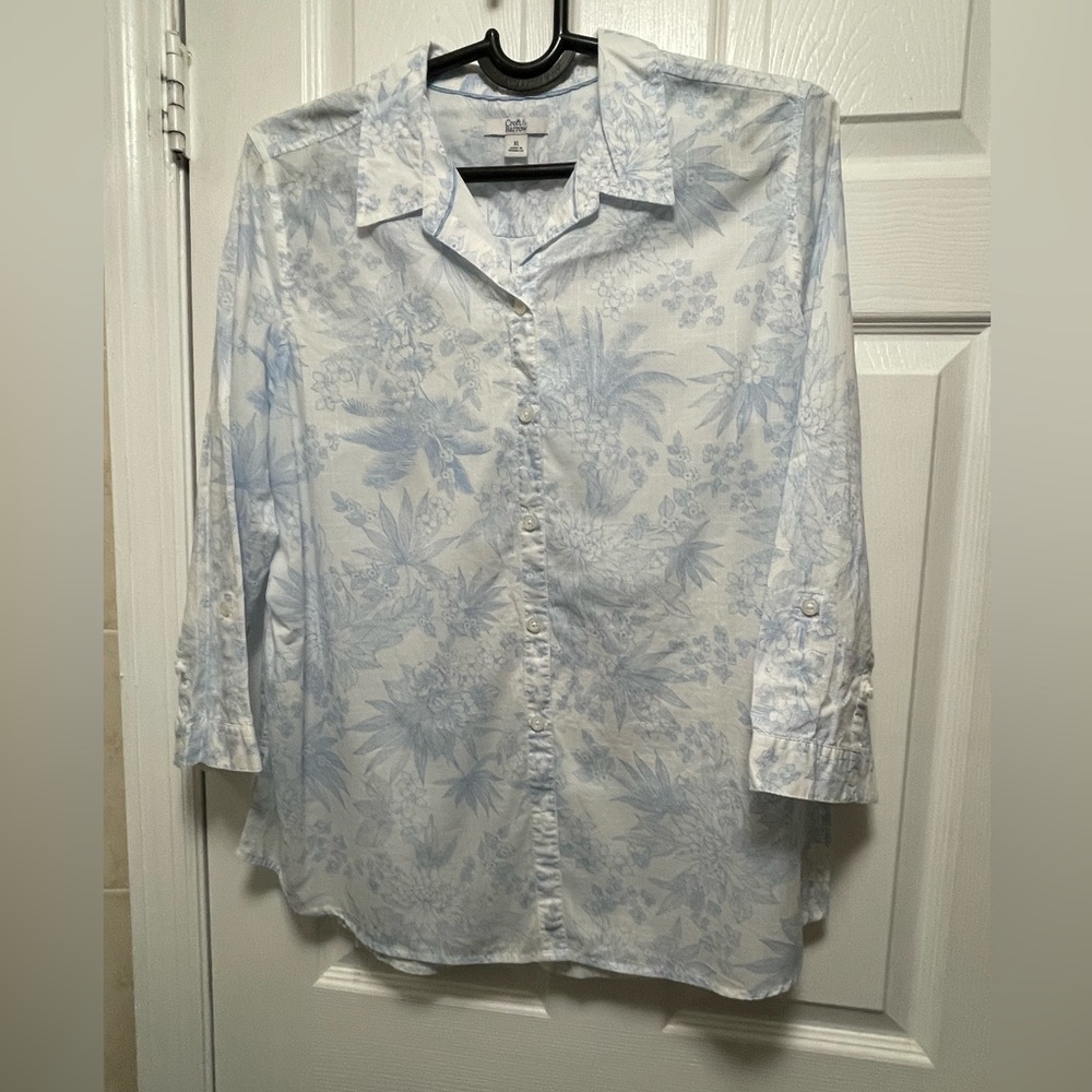Delicate Blue Floral Cotton Shirt
